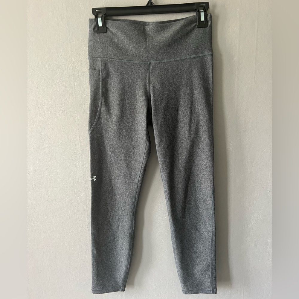 Under Armour Gray HeatGear Compression Leggings High Rise Athletic Leggings Sz M